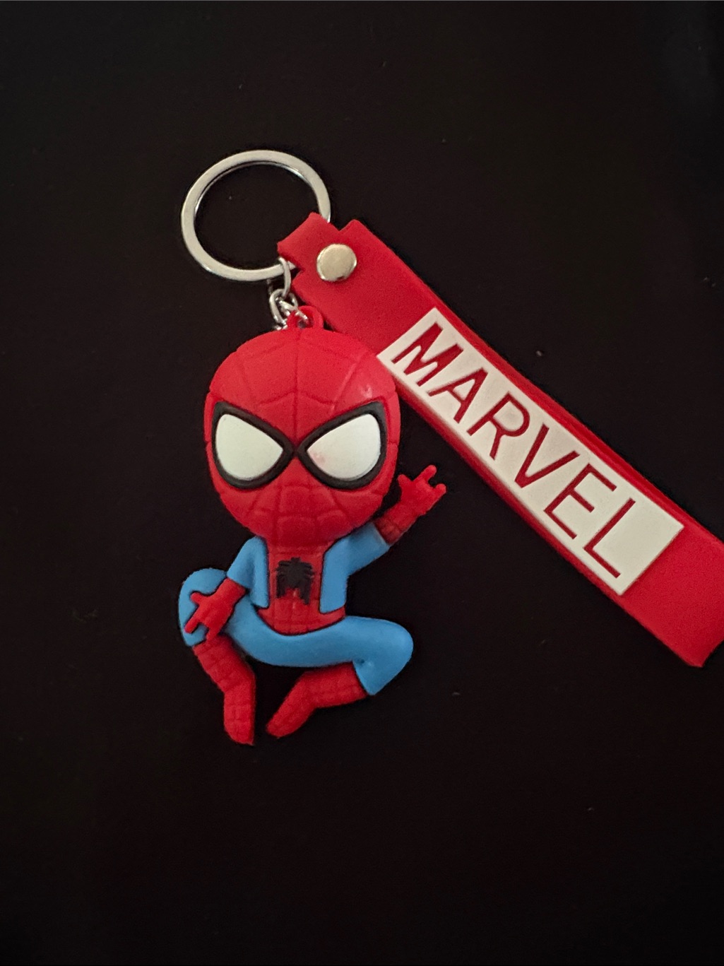 Red  Blue SpiderMan Rubber Keychain Bag Charm With Strap